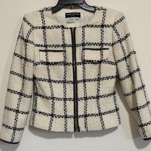 Doncaster White and Black Plaid Tweed Blazer